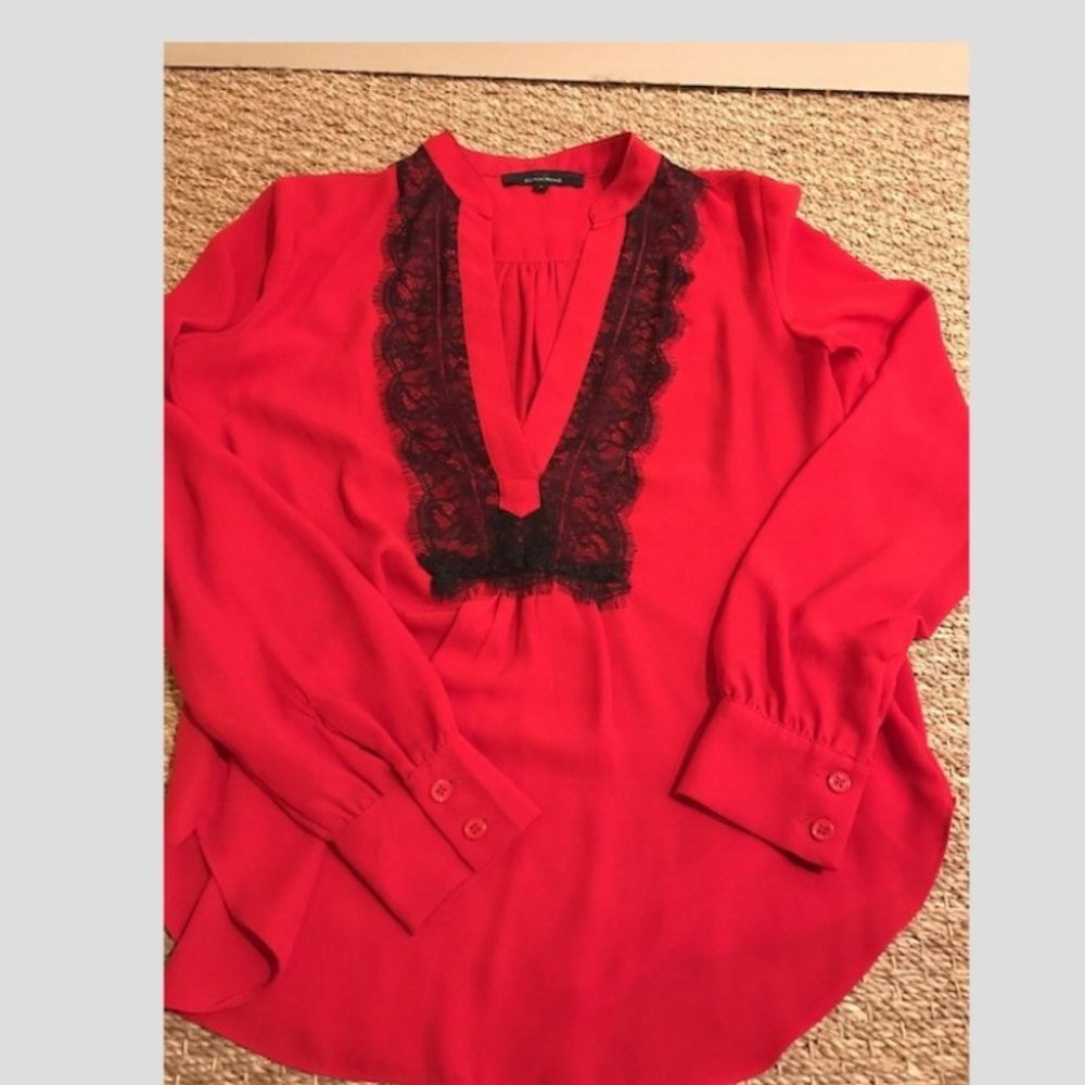Olivaceous Top Red Black Lace Size Small
